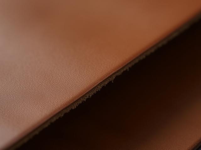Detailed macro shot of a perfectly burnished and finished leather edge.