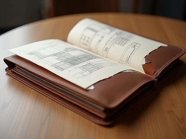 Custom-made A3 leather portfolio with integrated pen loops and document sleeves