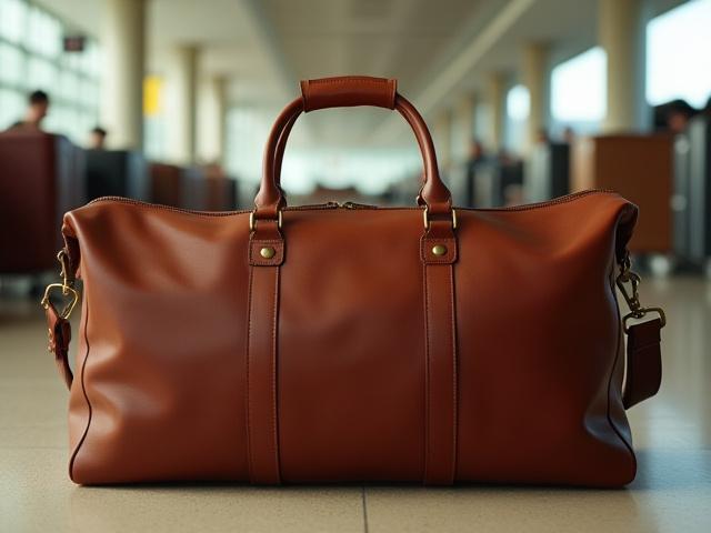 Luxurious large leather weekender duffel bag, handcrafted for travel
