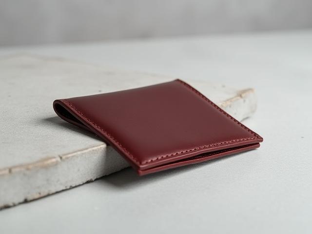 Slim Card Holder Wallet, minimalist design in a rich mahogany leather