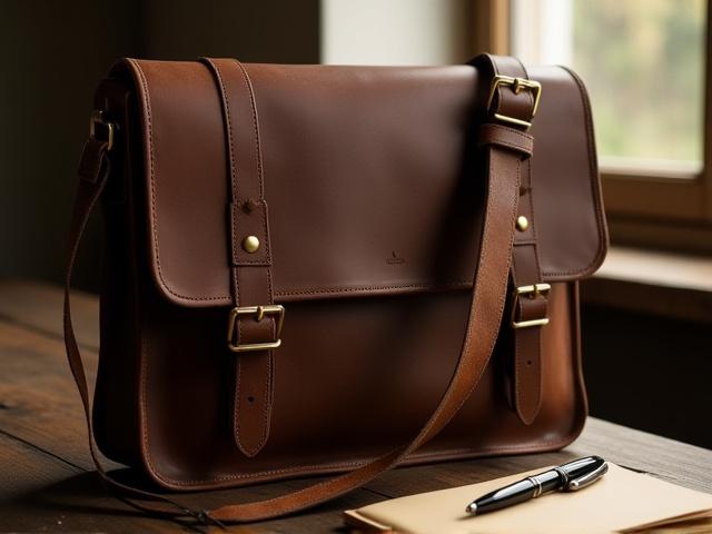 Everyday Messenger Bag, rustic brown leather with brass hardware