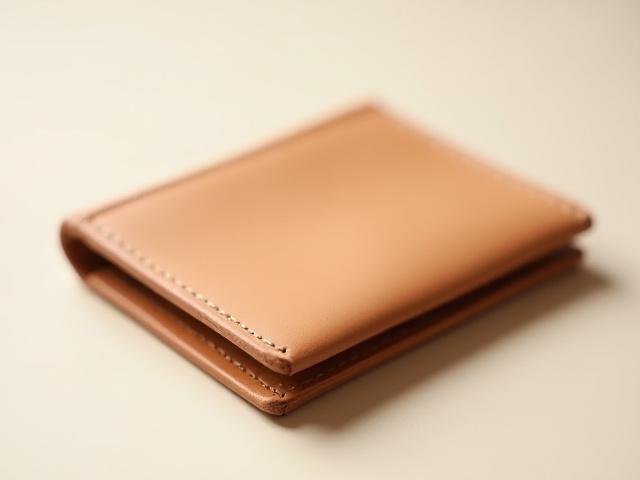 Minimalist Bifold Wallet, crafted from natural tan leather with contrasting stitching